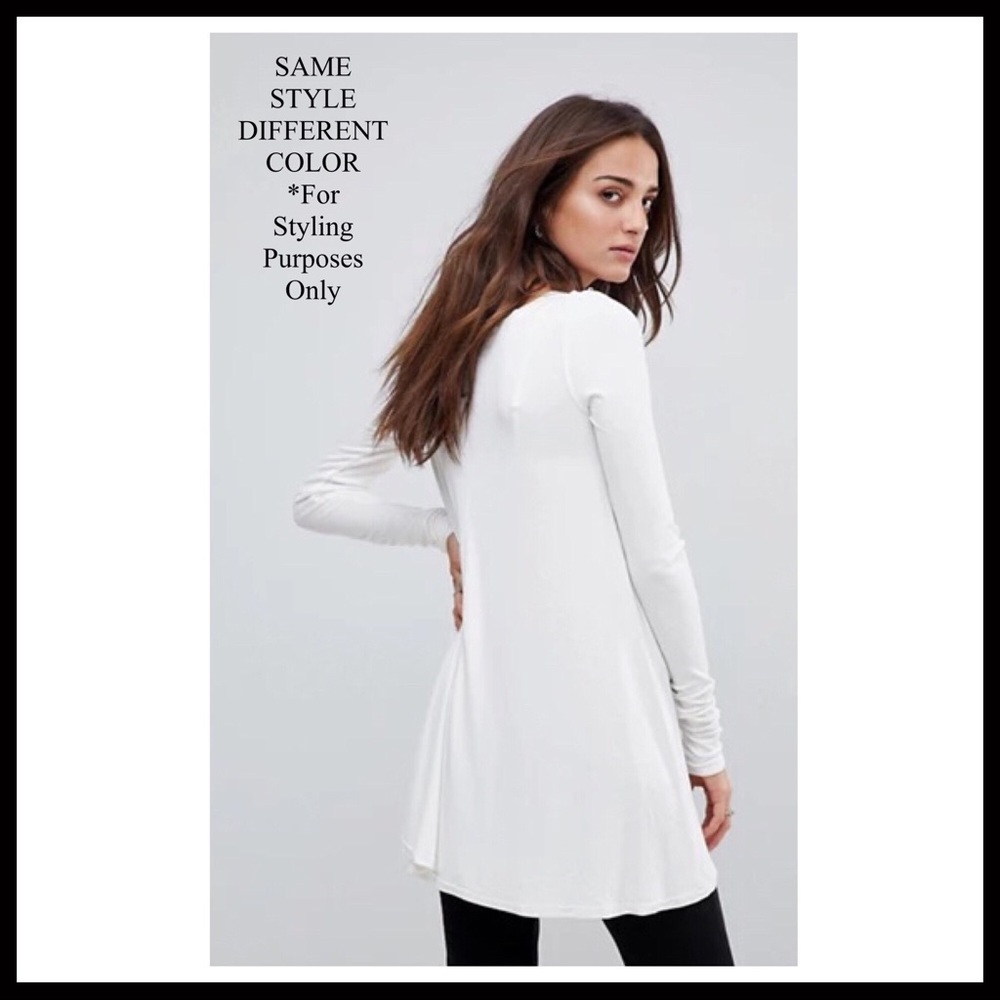 FREE PEOPLE BOHO TOP HI-LO FLOWY LONG SLEEVES KNIT TUNIC TEE A2C - Picture 9 of 16